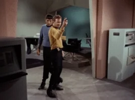 Kirk and Spock Firing a Phaser then running away to get drunk